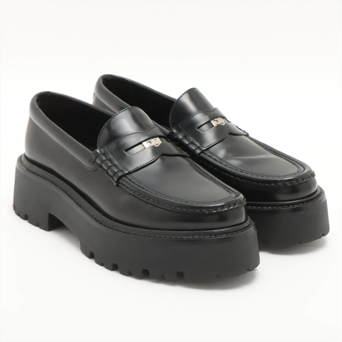 セリーヌ トリオンフ 23SS レザー モカシン 40 メンズ ブラック