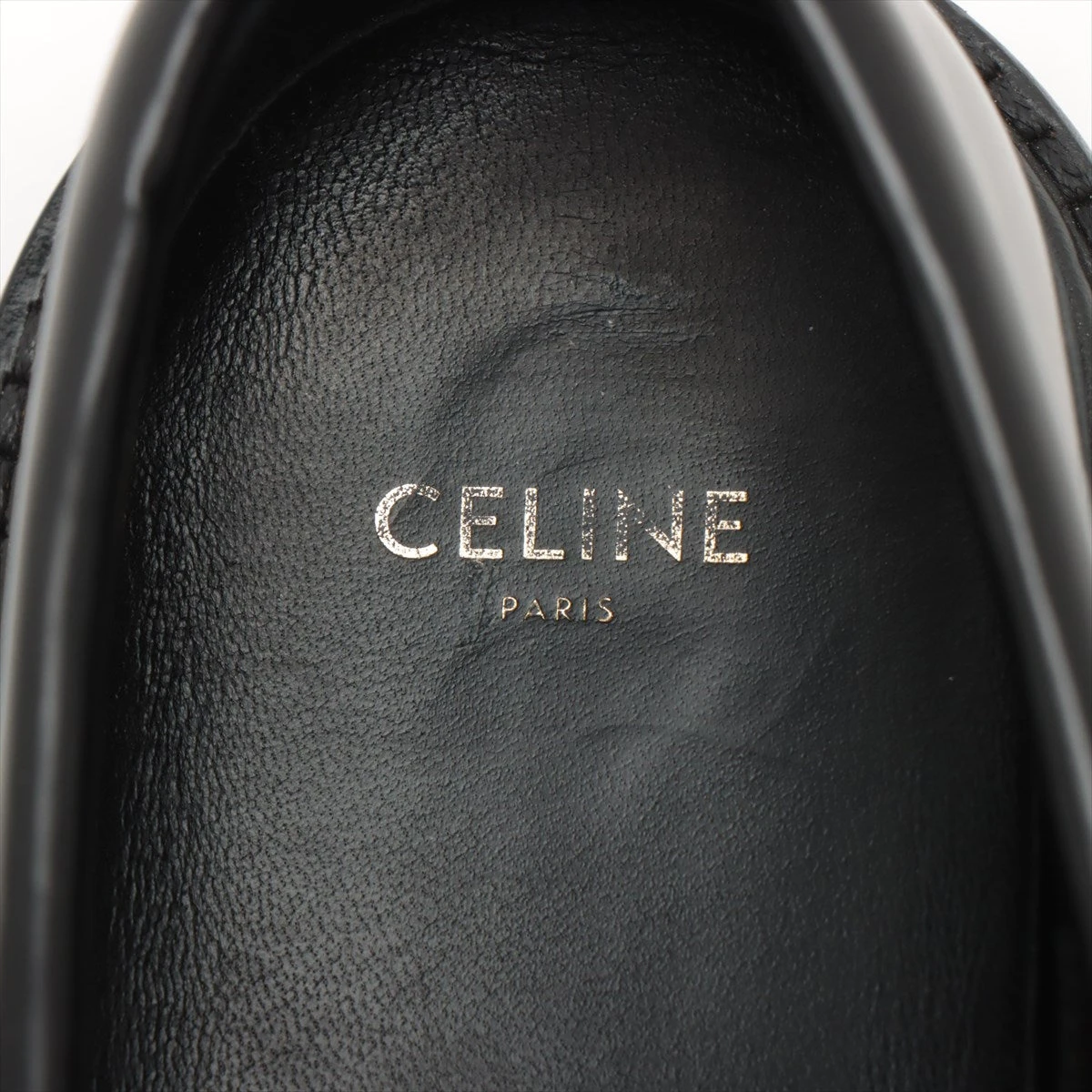 セリーヌ トリオンフ 23SS レザー モカシン 40 メンズ ブラック