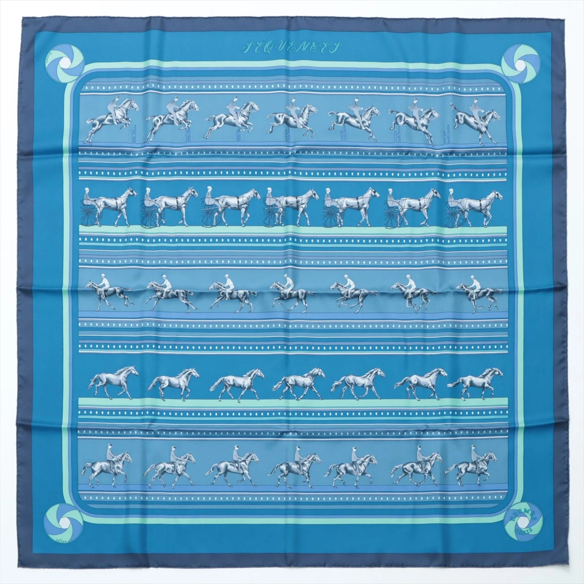 HERMES/エルメス カレ90 シーケンス シルク スカーフ d_060 エルメス カレ90 SEQUENCES シーケンス スカーフ シルク ブルー