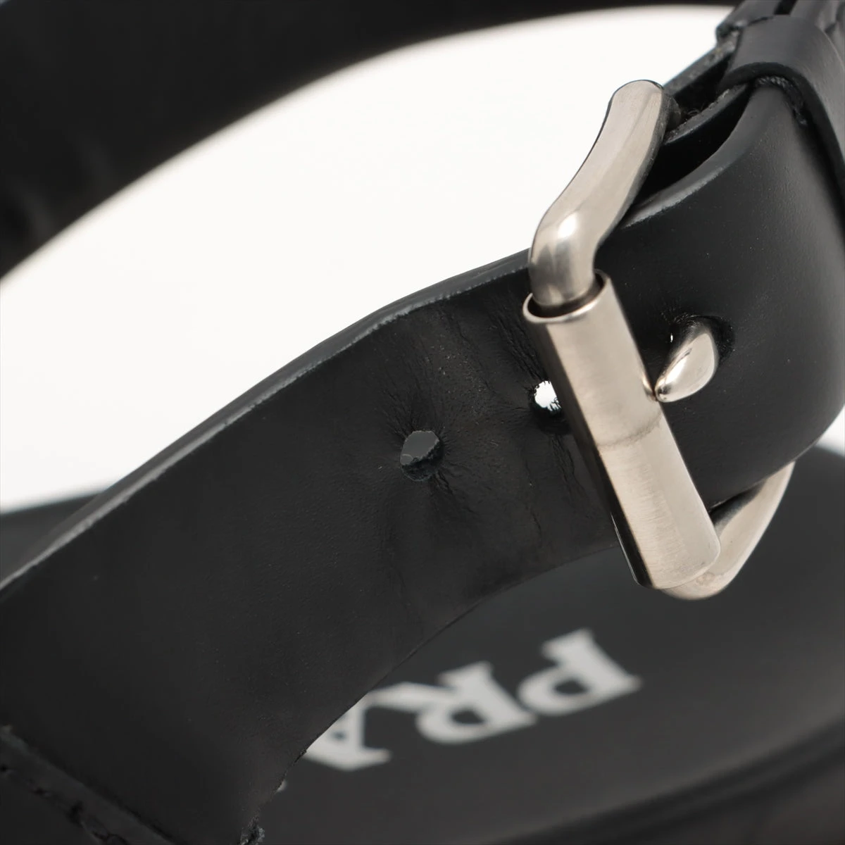 未使用 プラダ レザー エスパドリーユ サンダル ブラック プラダ レザー サンダル 40 レディース ブラック エスパドリーユ