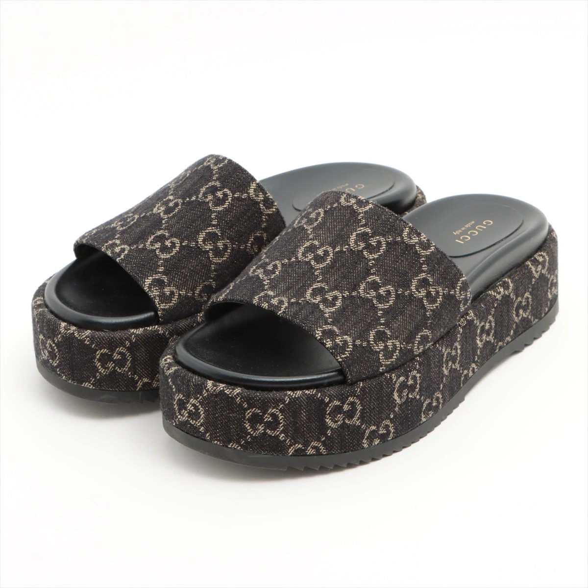 GUCCI グッチ GGキャンバス×レザー サンダル ミュール　レディース グッチ GGキャンバス キャンバス×レザー サンダル 37 1/2