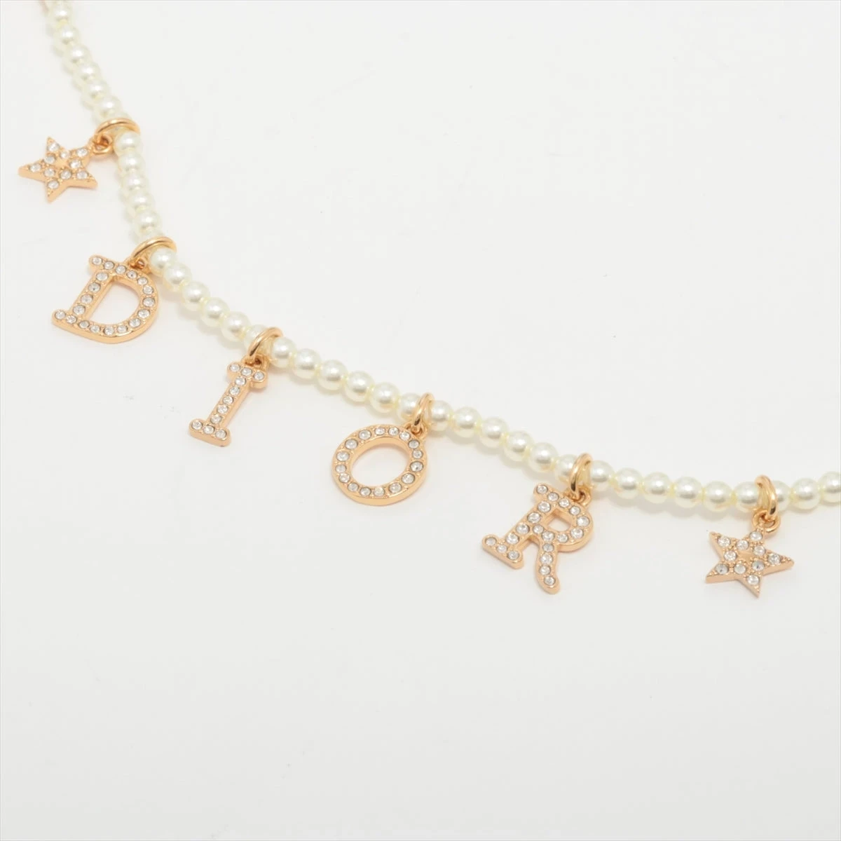 ディオール Diorロゴ ブレスレット GP×ラインストーン×フェイクパール