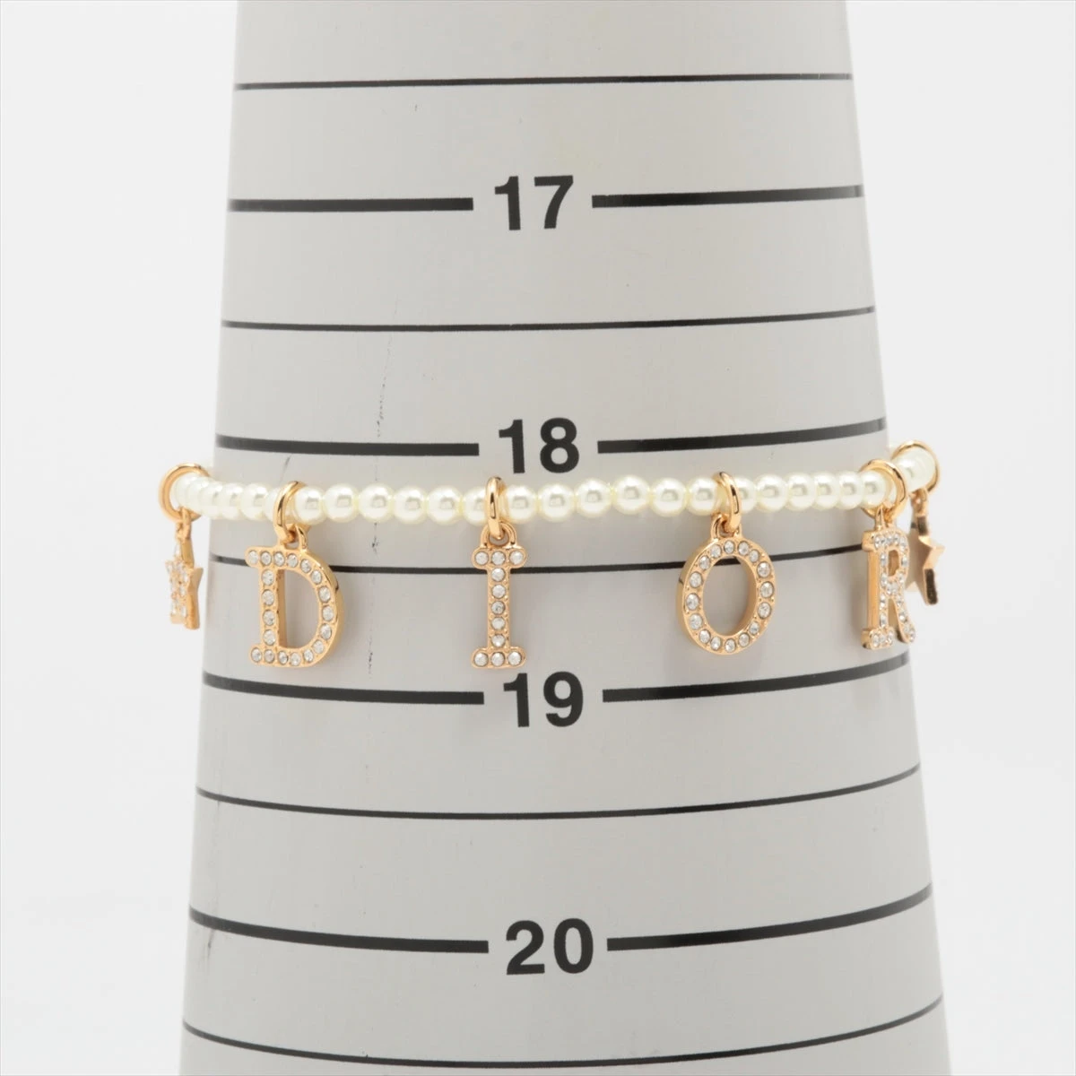 ディオール Diorロゴ ブレスレット GP×ラインストーン×フェイクパール