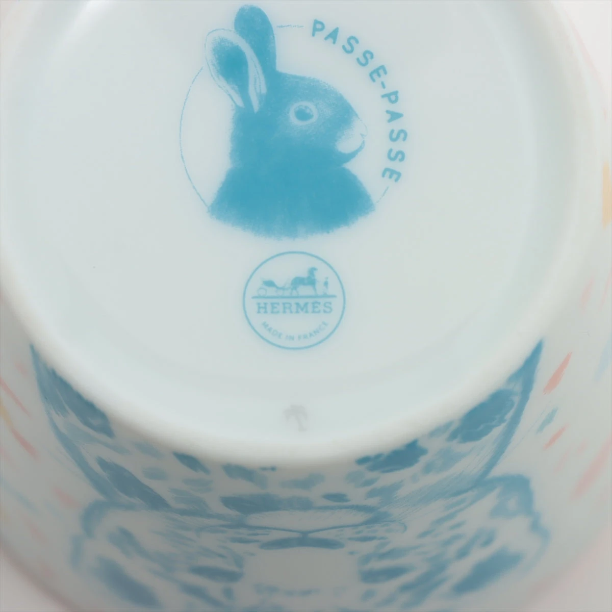 エルメス パスパス カップ 陶器 ブルー×ピンク アニマル パンダ ヒョウ 