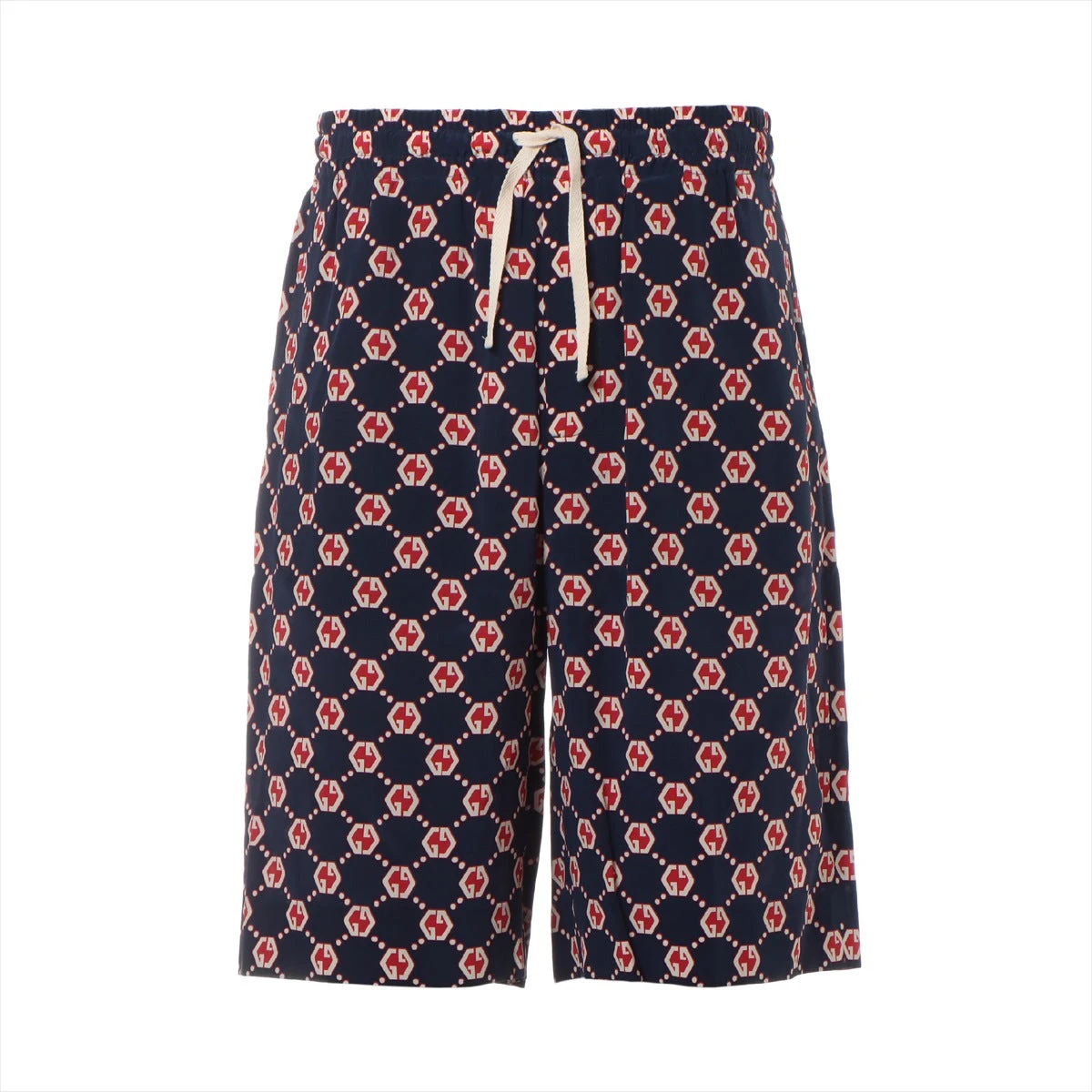 【新品未使用】GUCCI Disney ショートパンツ 46サイズ グッチ 21SS シルク ショートパンツ 46 メンズ ネイビー GGヘキサゴン