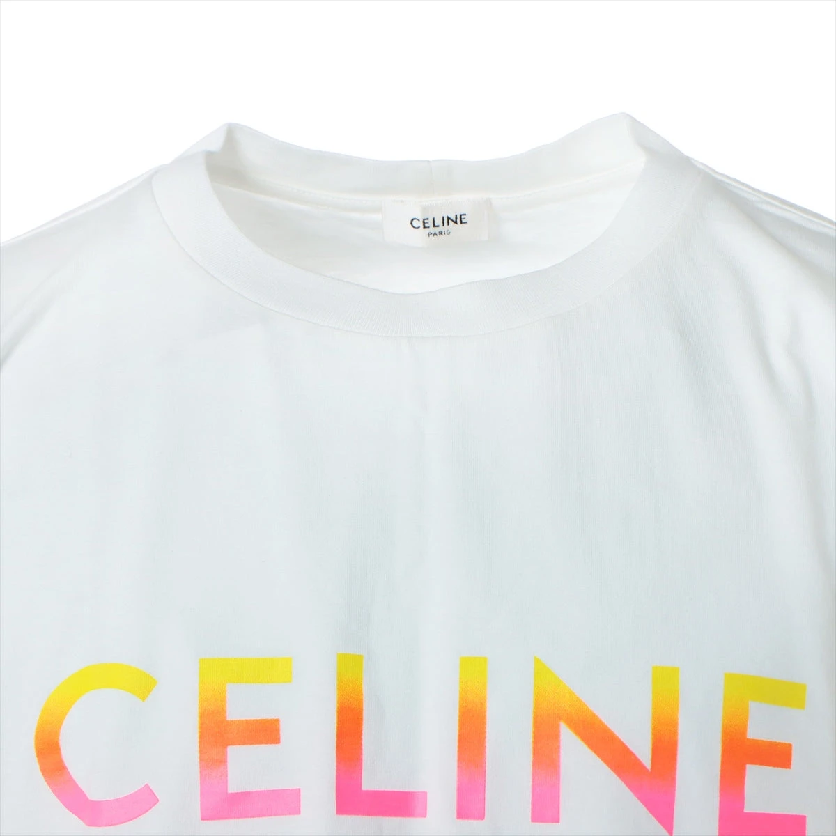 CELINE ホワイト Tシャツ M CELINE セリーヌ Tシャツ RX02N671Q.01QF レディース 半袖