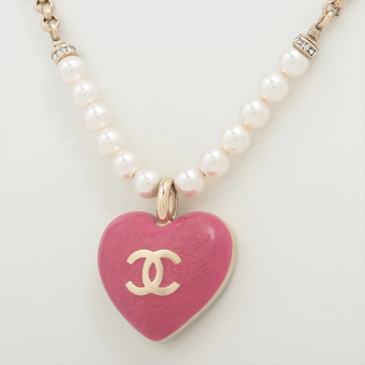シャネル ネックレス ココマーク ハート ラインストーン パール ゴールド