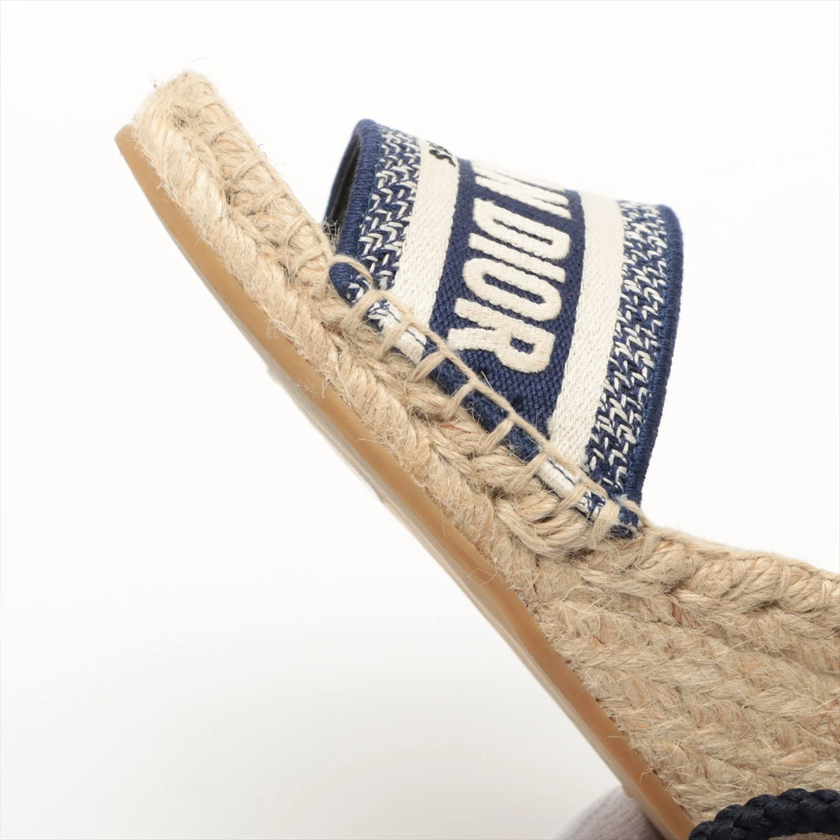 クリスチャンディオール キャンバス×レザー ウェッジソールサンダル