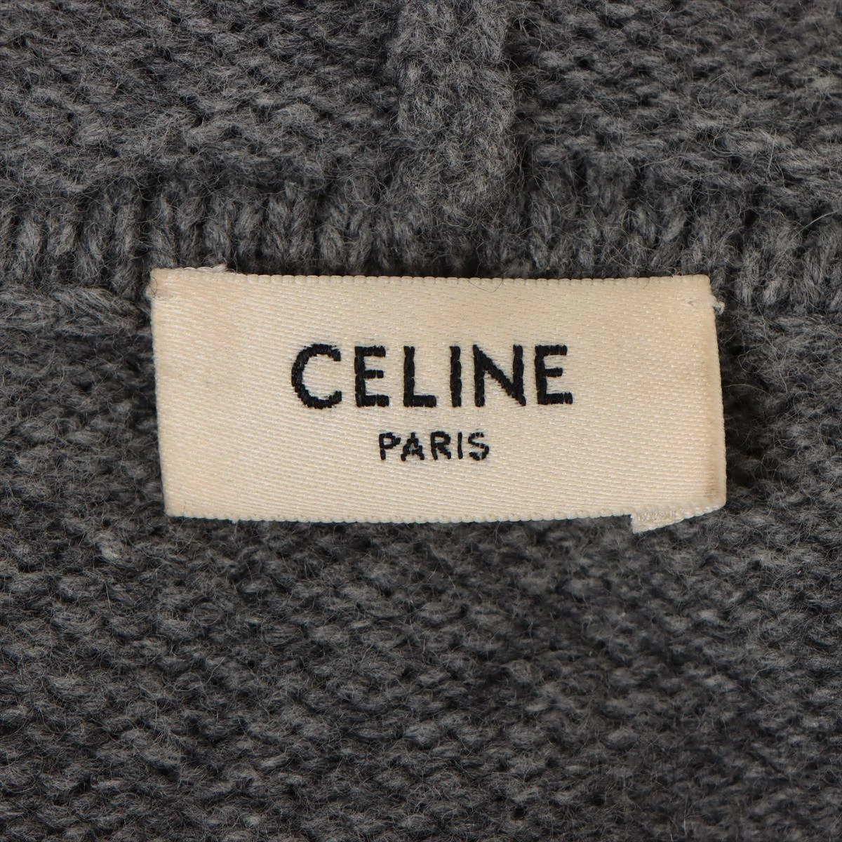 CELINE パーカー カシミヤ ロゴ トリオンフ グレー 刺繍 セリーヌ セリーヌ トリオンフ 22AW ウール×カシミヤ パーカー L メンズ