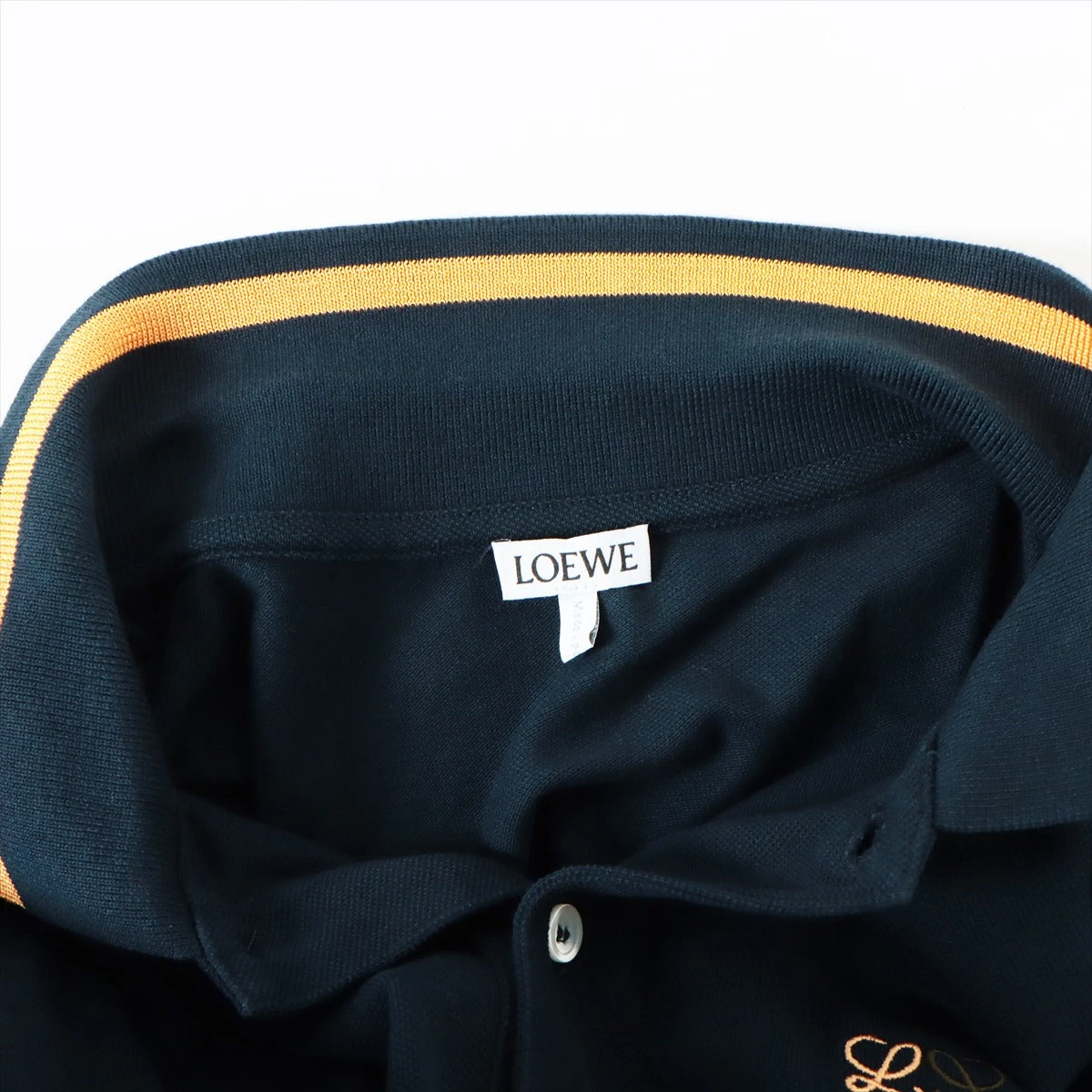 ロエベ アナグラム コットン ポロシャツ XS メンズ ネイビー A2073739