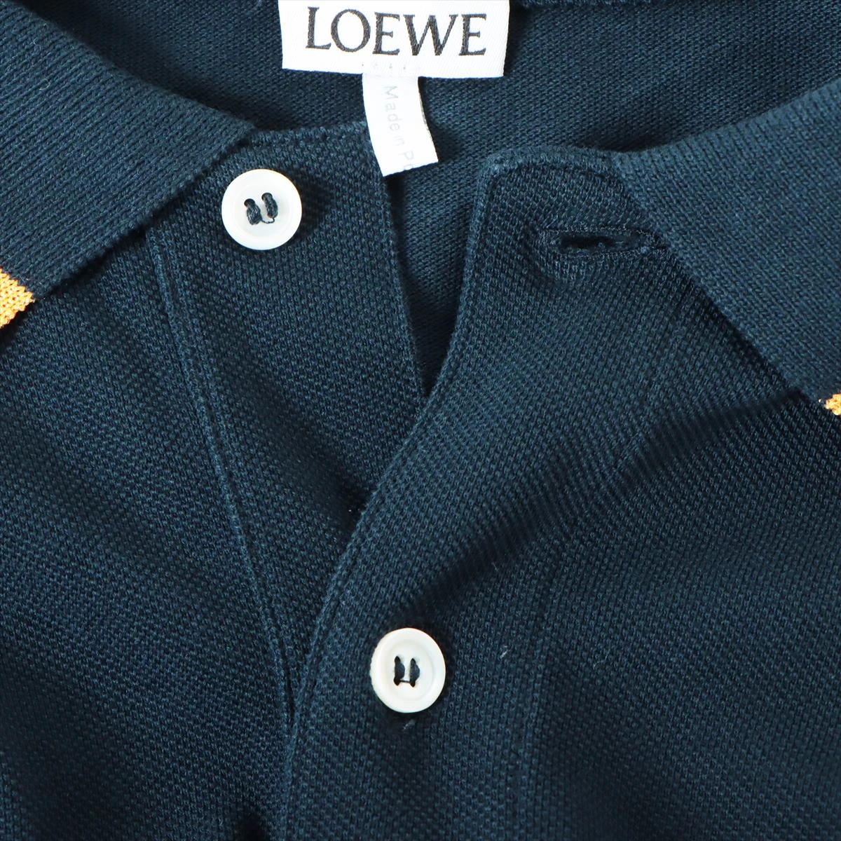 ロエベ アナグラム コットン ポロシャツ XS メンズ ネイビー A2073739