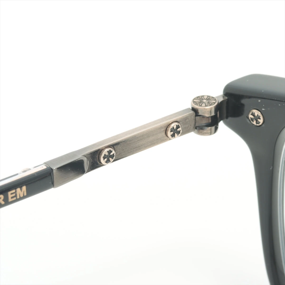 クロムハーツ SPUR EM メガネ 表記なし ブラック×ゴールド 54□19-152