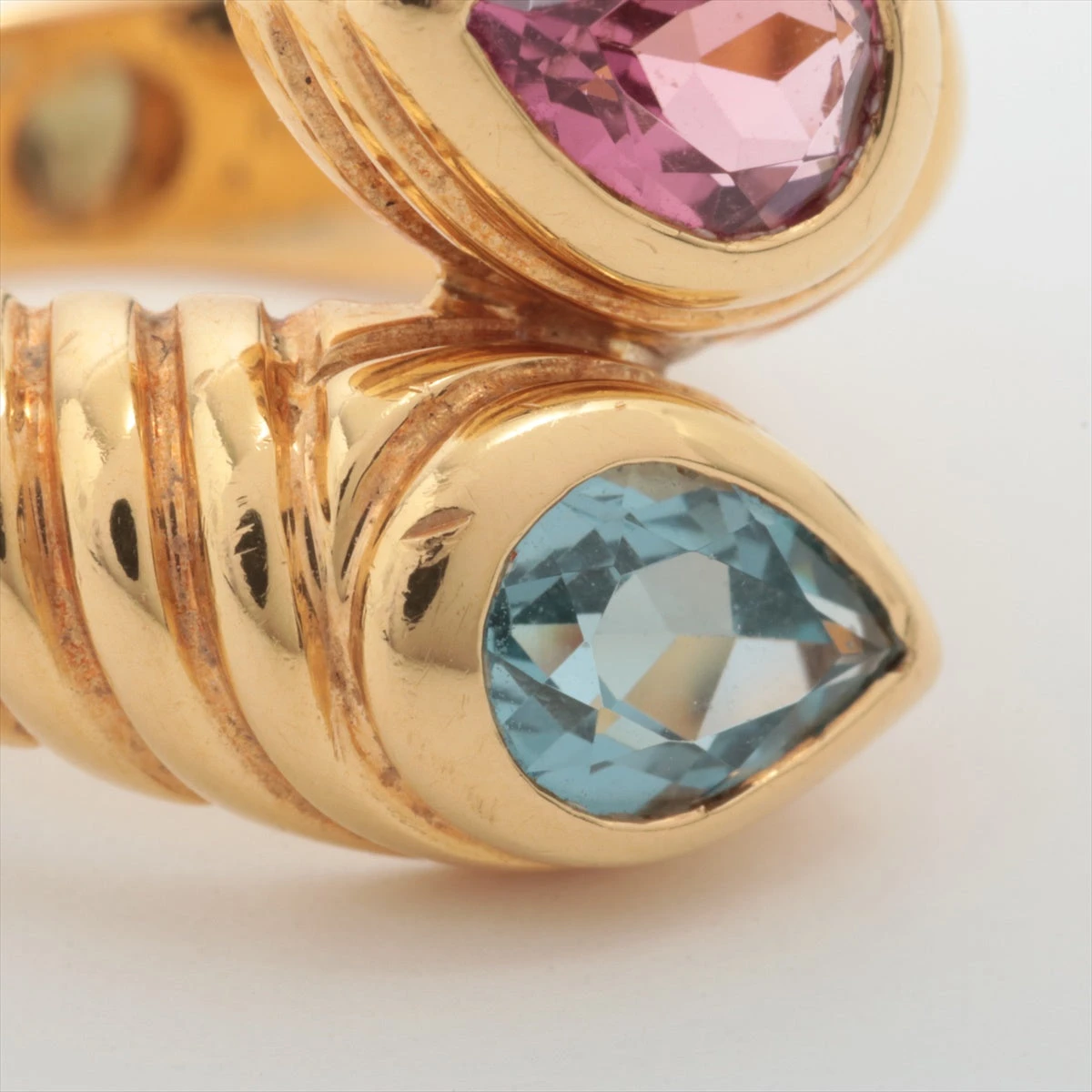 マル45、k10YG、ブルートパーズ、ピンクトルマリン、リング。 マル45、k10YG、ブルートパーズ、ピンクトルマリン、リング。