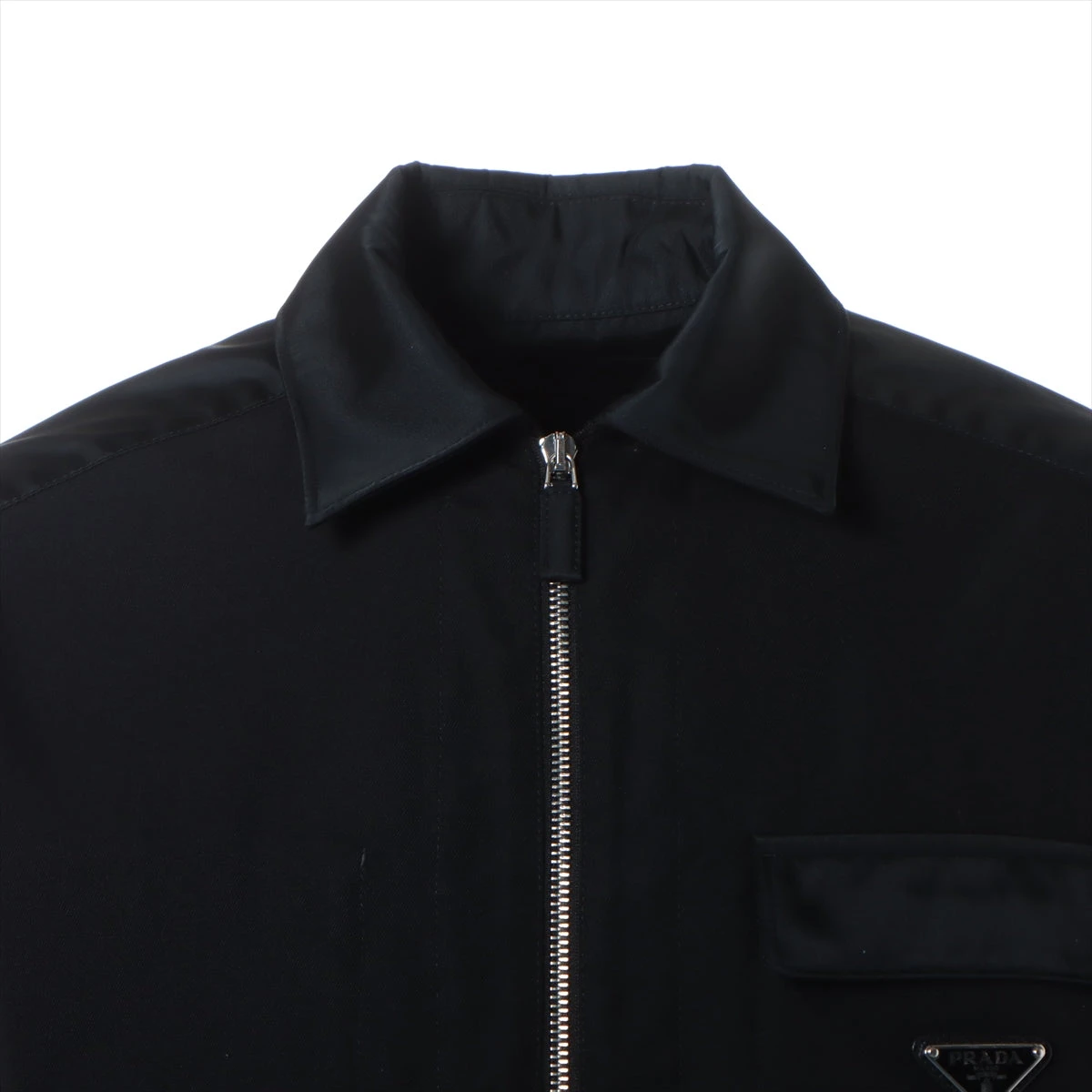 プラダ 22SS SC569 Re-Nylon素材切替ジップアップブルゾン プラダ Re Nylon リ ナイロン 22SS ウール ジャケット XS メンズ