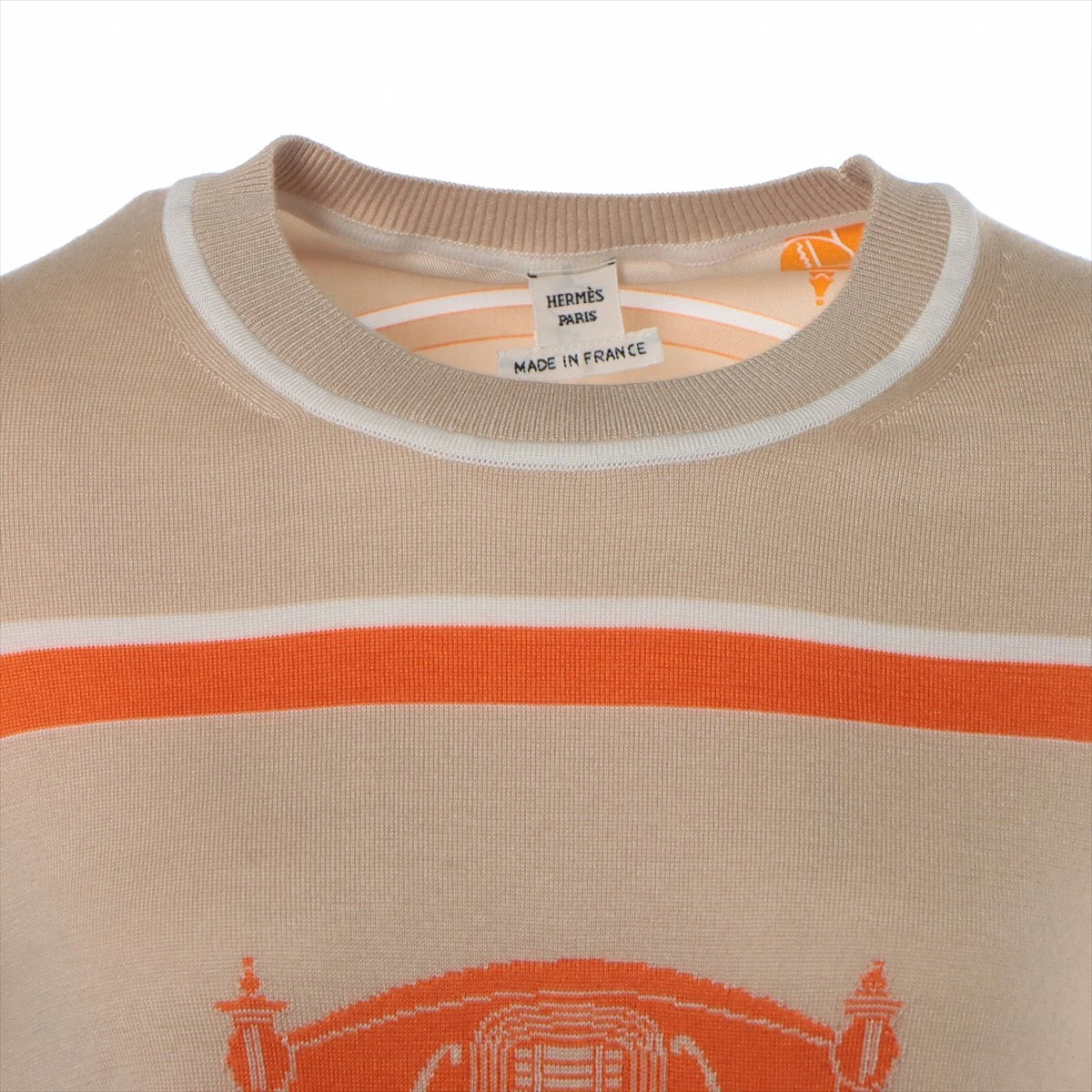 エルメス カシミヤ×シルク 半袖ニット 34 レディース ベージュ