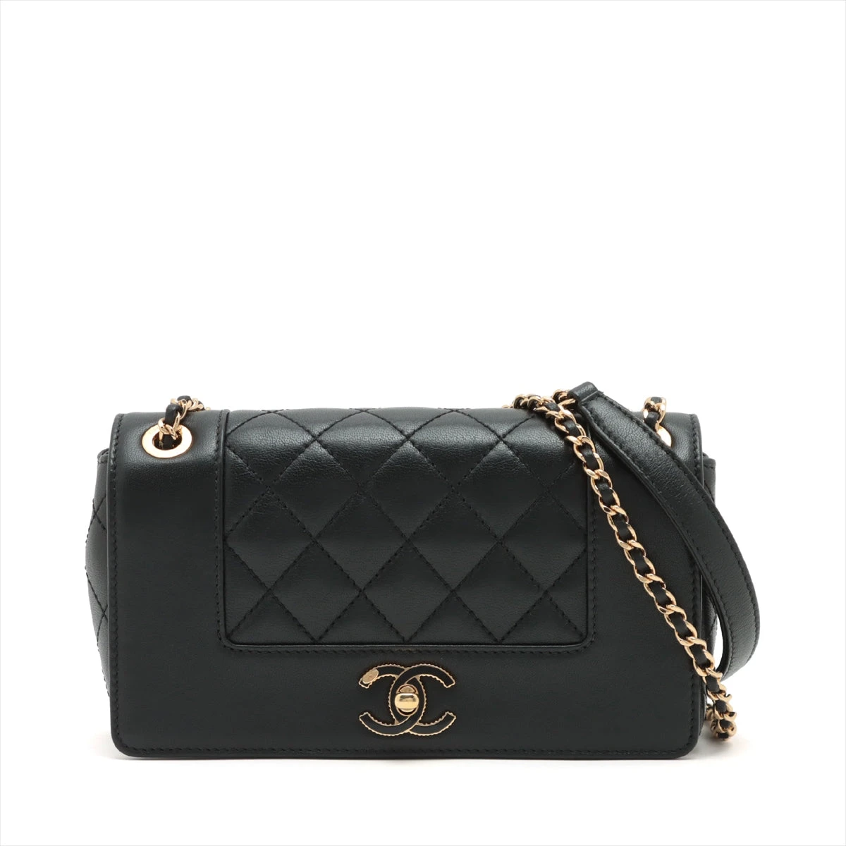 CHANEL マトラッセ ダブルフラップ ラムスキン ブラック ゴールド金具 CHANEL マトラッセ 23 ダブルフラップダブルチェーン 1992年頃