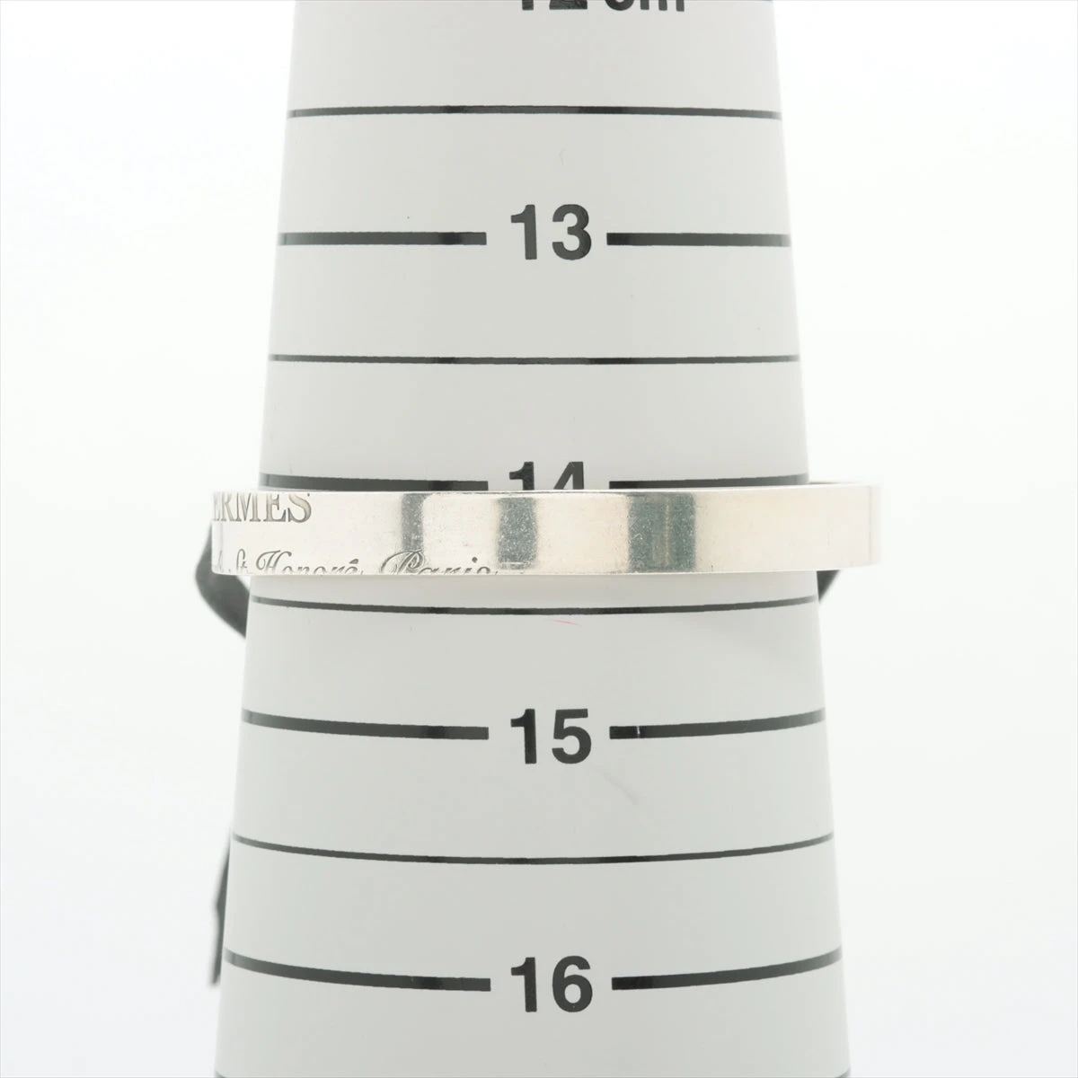 エルメス カルトゥーシュ バングル 925×革 11.1g シルバー