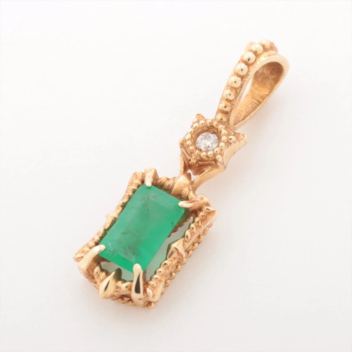 agete アガット エメラルド×ダイヤモンド K14チャーム