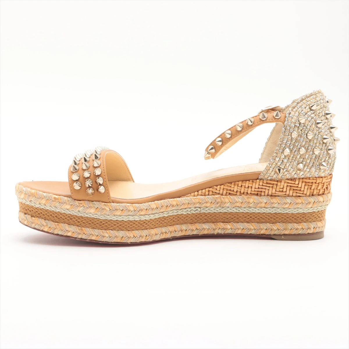 クリスチャンルブタン レザー サンダル 39 レディース キャメル