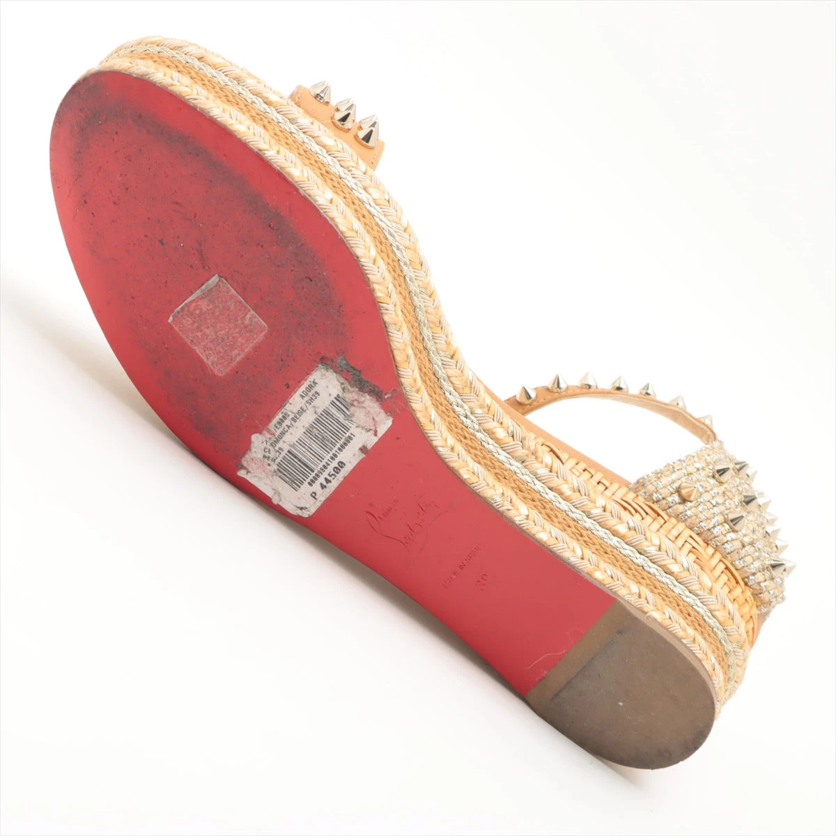 クリスチャンルブタン レザー サンダル 39 レディース キャメル