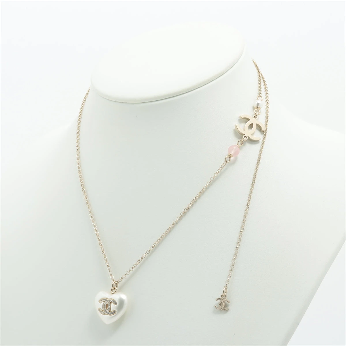 シャネル ココマーク A21B ネックレス GP×フェイクパール シャンパン