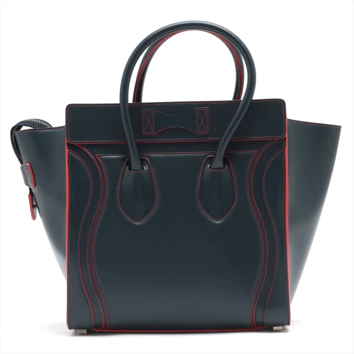 セリーヌ ラゲージ マイクロショッパー レザー ハンドバッグ ネイビー