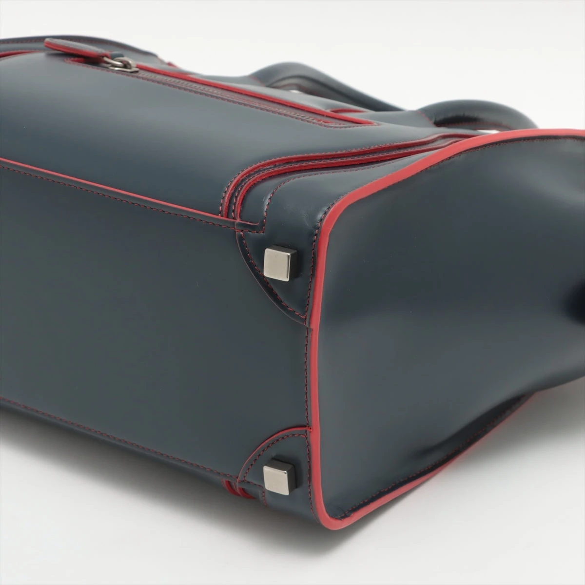 セリーヌ ラゲージ マイクロショッパー レザー ハンドバッグ ネイビー