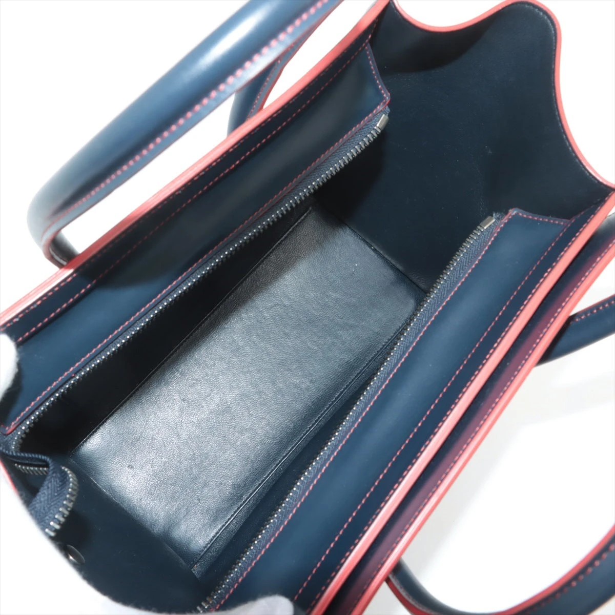 セリーヌ ラゲージ マイクロショッパー レザー ハンドバッグ ネイビー