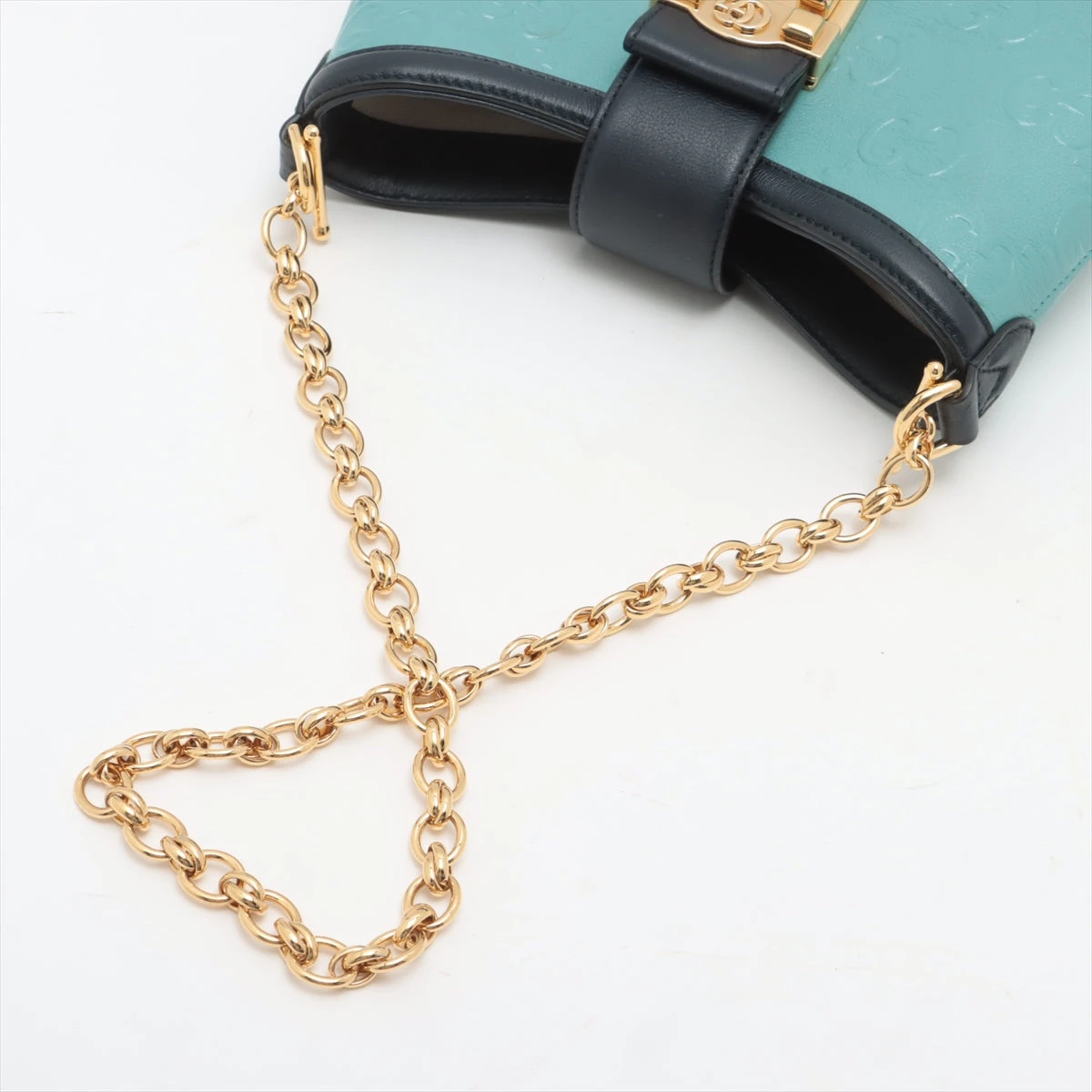 グッチ GGアイコン レザー 2WAYショルダーバッグ ブルー 675788