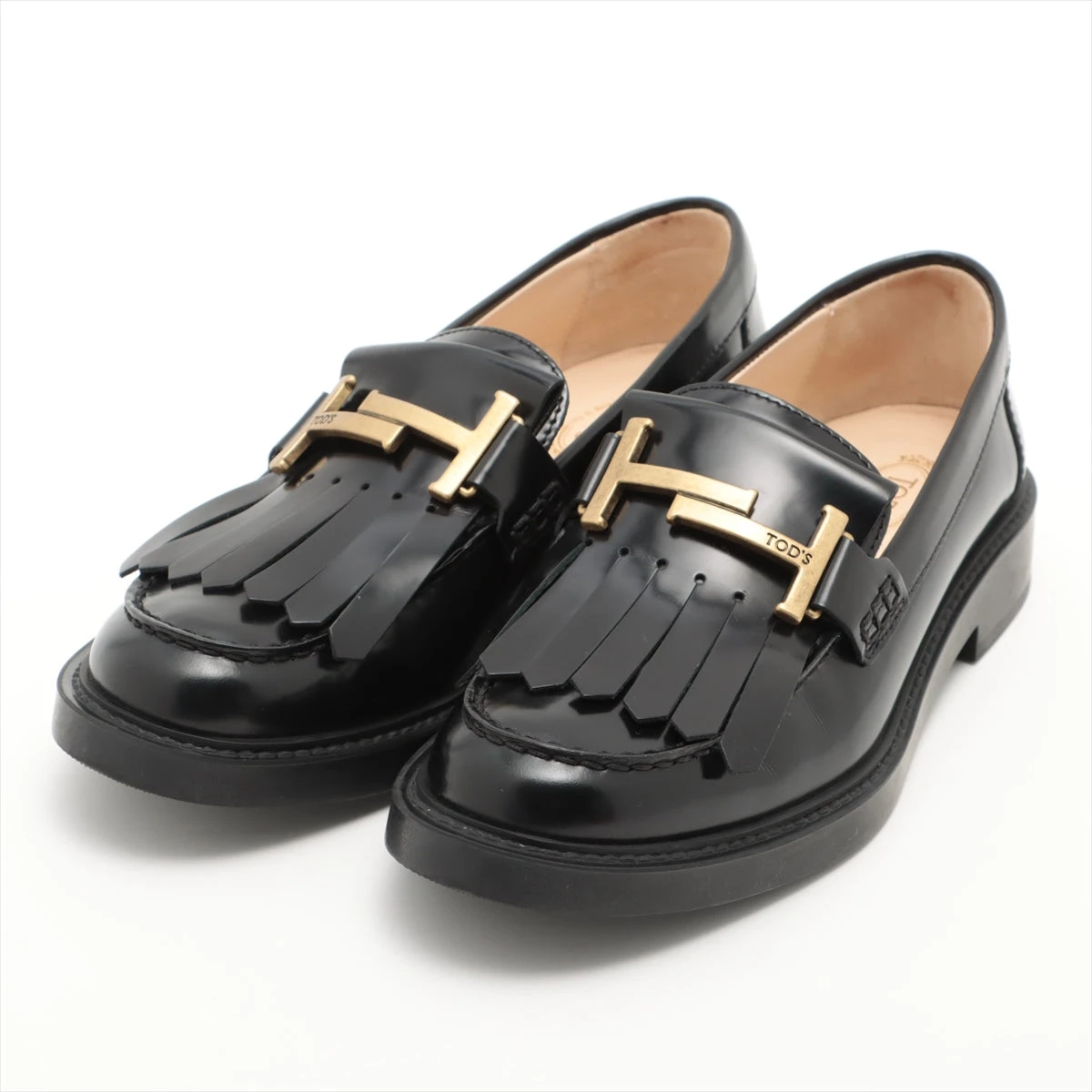 Ralph Lauren ブラック ローファー フリンジ付き Woman ブラック トッズ レザー フリンジ ローファー