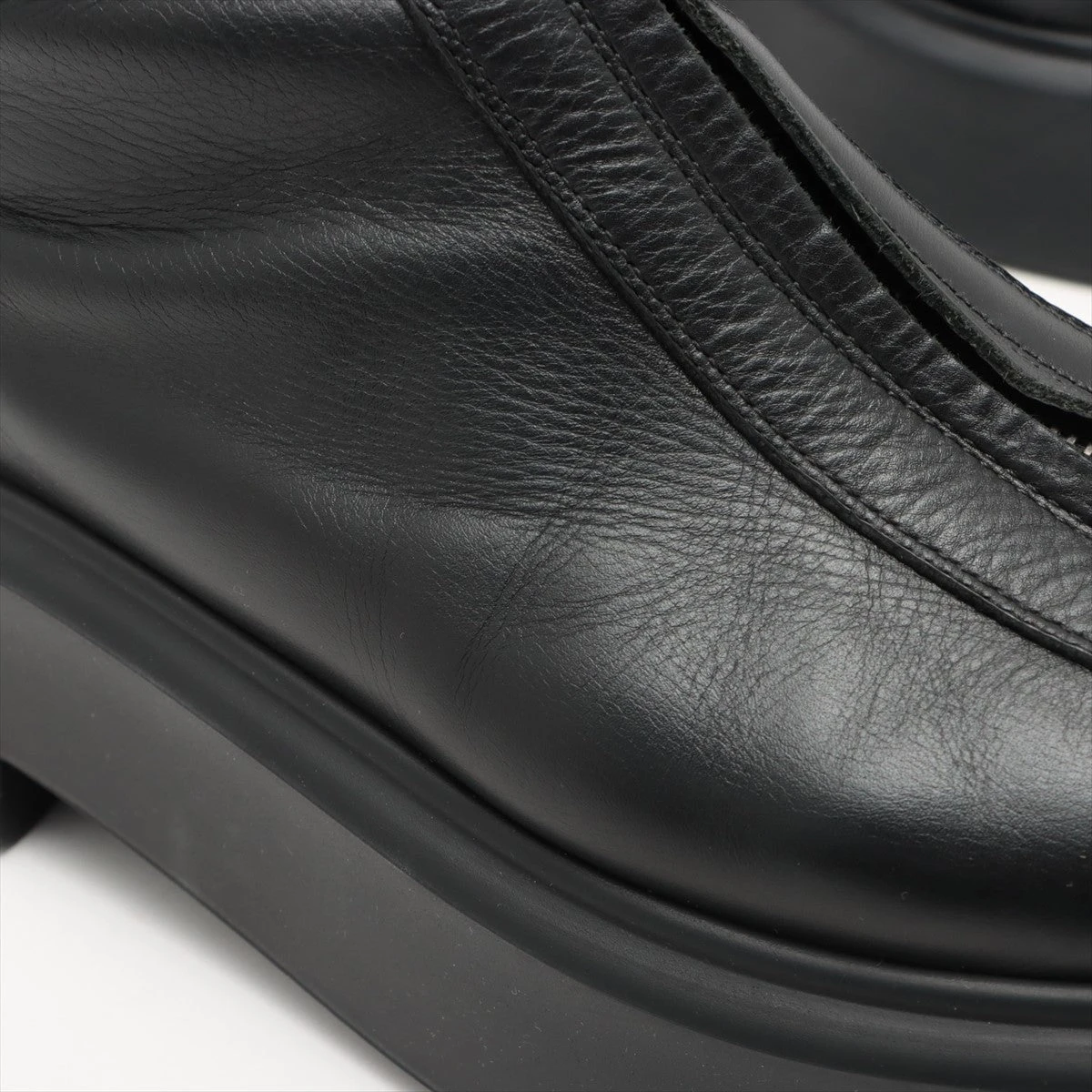 ザロウ レザー ブーツ 37 レディース ブラック フロントジップ