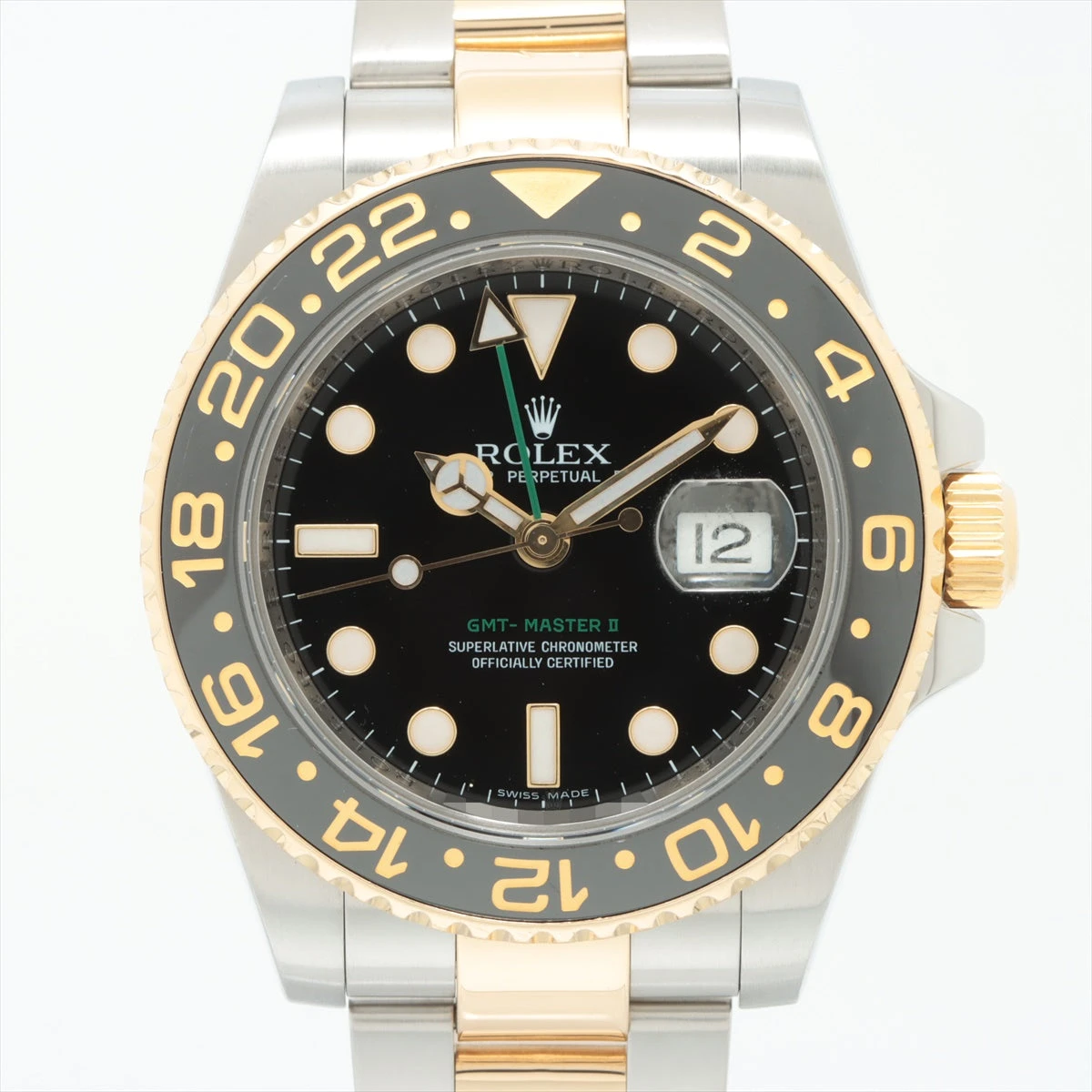 ロレックス GMTマスター Ⅱ 116713LN SS×YG AT 黒文字盤