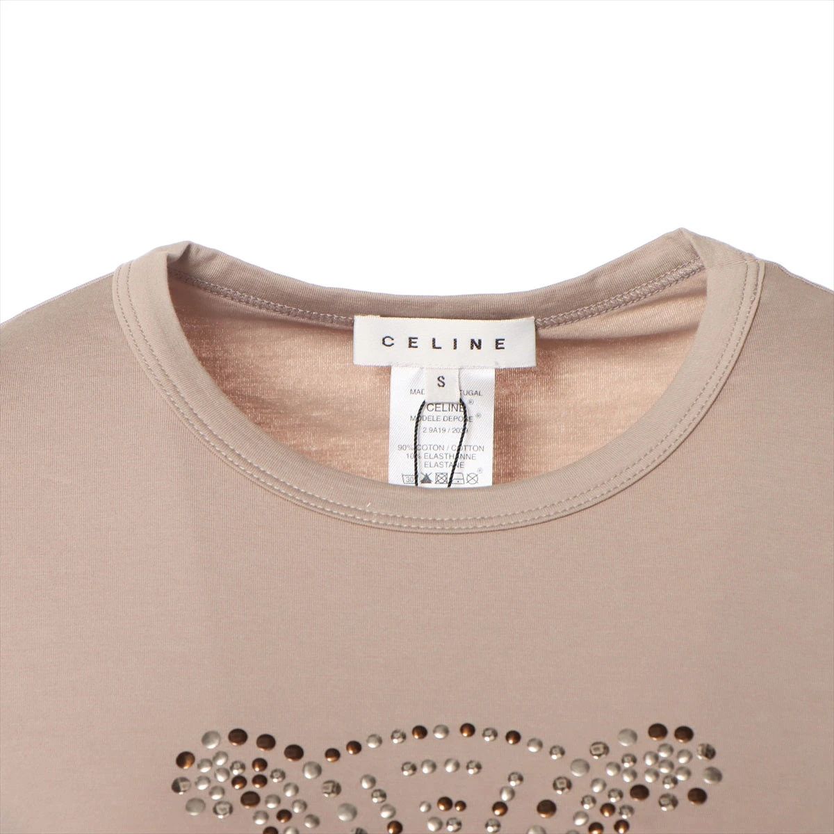 イタリア製 セリーヌ Tシャツ マカダム柄 ベージュ ストレッチ M