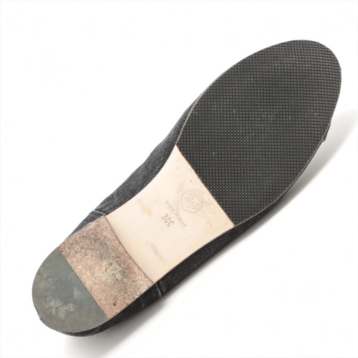 シャネル ココマーク デニム×レザー パンプス 38C レディース グレー