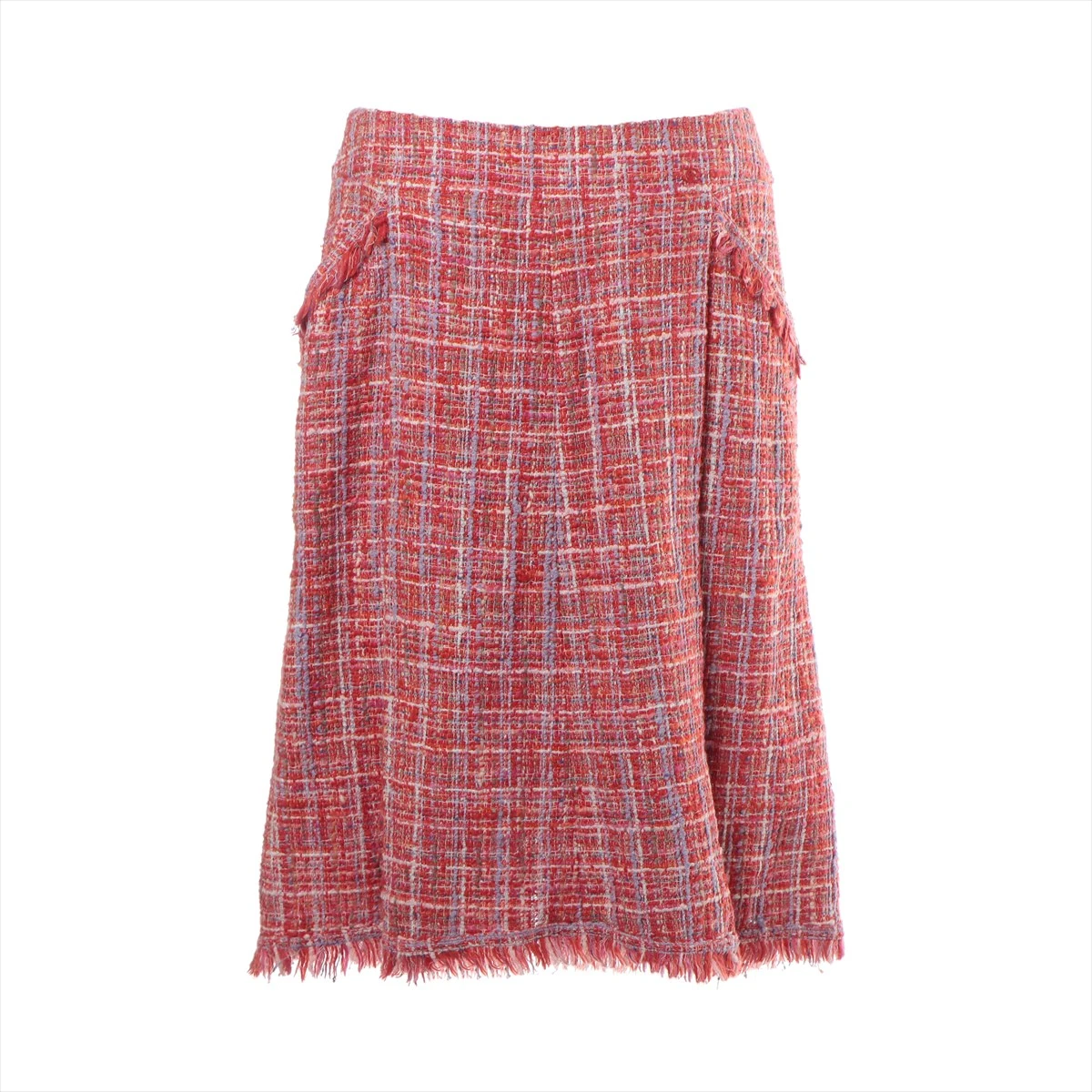 シャネル 04P ツイード スカート 40 レディース レッド A2068171