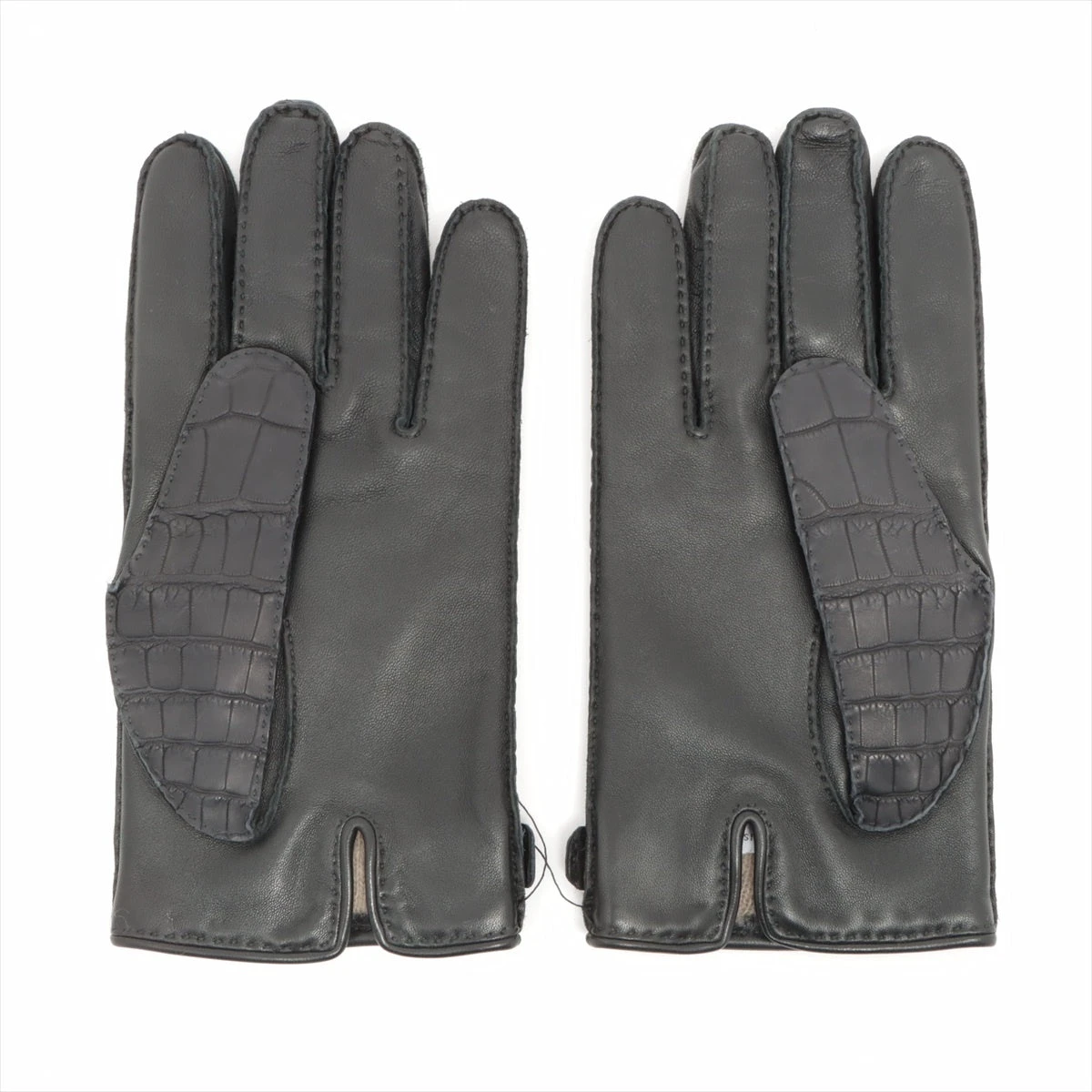 エルメス Hロゴ グローブ アリゲーター ブラック A2066634｜中古