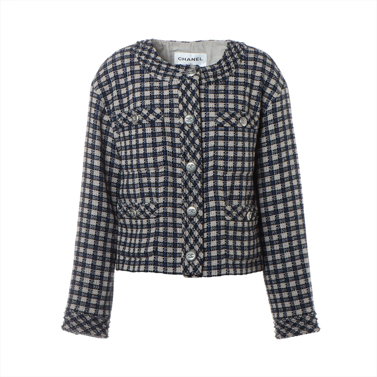 L*)様 シャネル ウールツイード ココボタン テーラードジャケット 38 ブラ L*)様 シャネル ウールツイード ココボタン テーラード