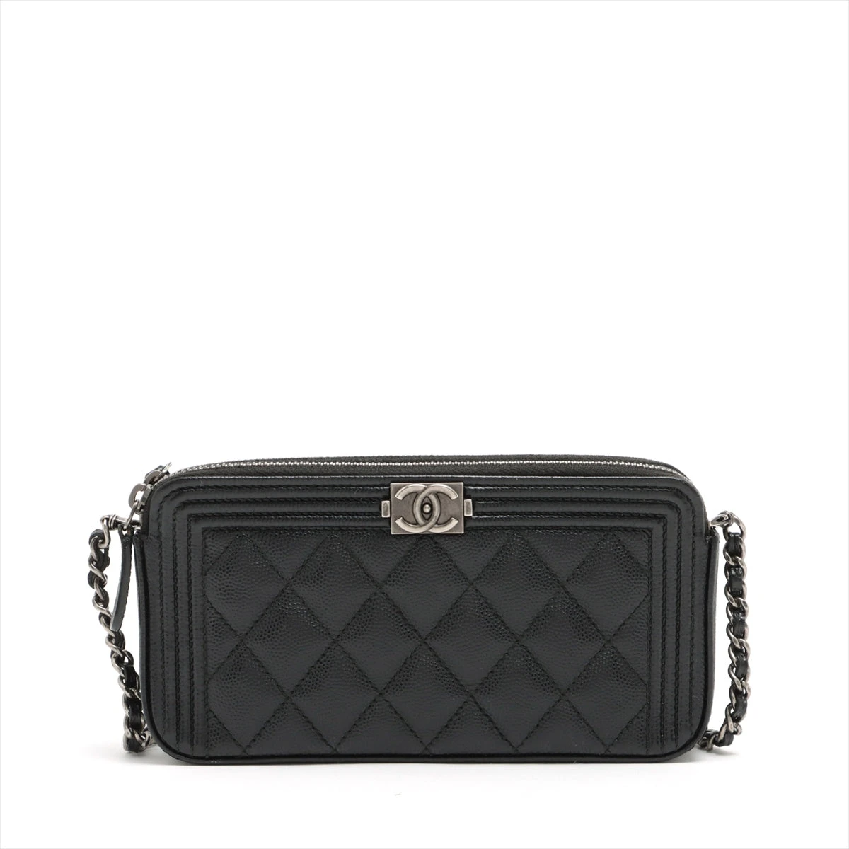 シャネル ボーイシャネル キャビアスキン チェーンウォレット ブラック  
