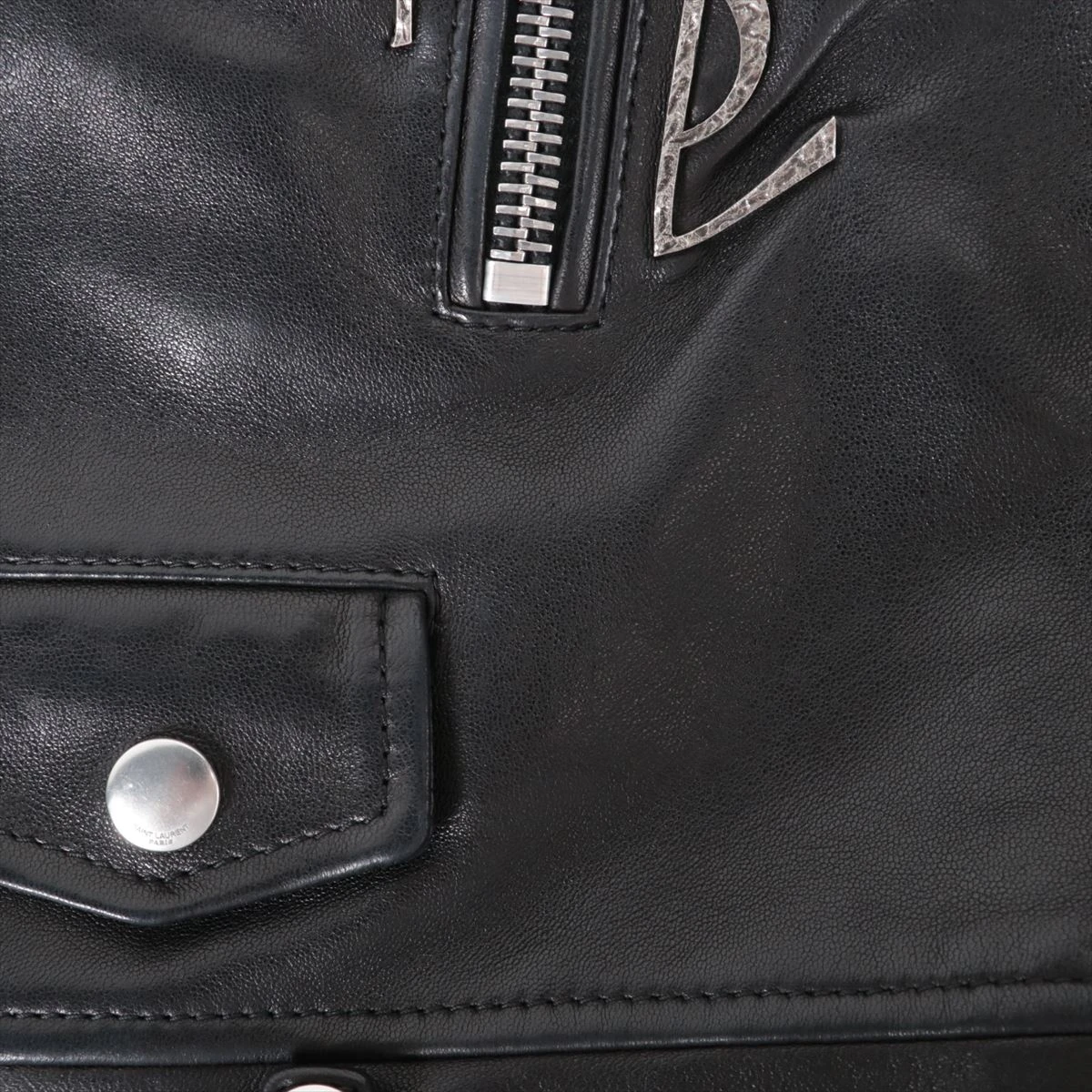 46新品未使用サンローランパリレザーライダースジャケットレザージャケット SAINT LAURENT PARIS】サンローランパリ『ロゴ レザーライダース