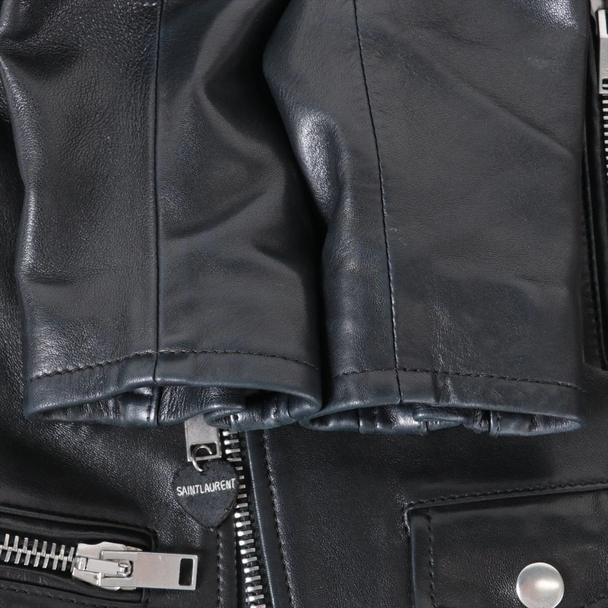 サンローランパリ レザー×ポリエステル レザージャケット F34