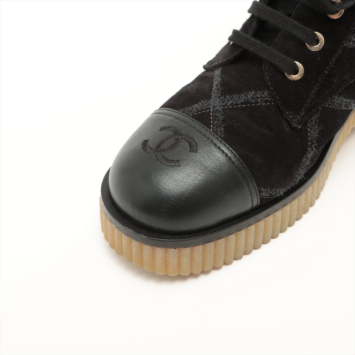 シャネル ココマーク 20B レザー×スエード ショートブーツ 37C