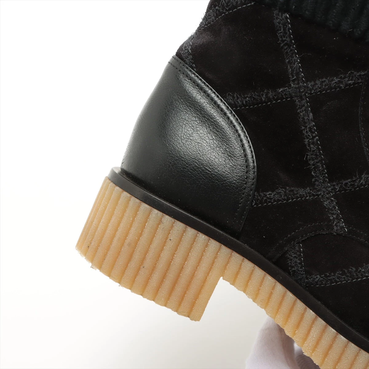 シャネル ココマーク 20B レザー×スエード ショートブーツ 37C