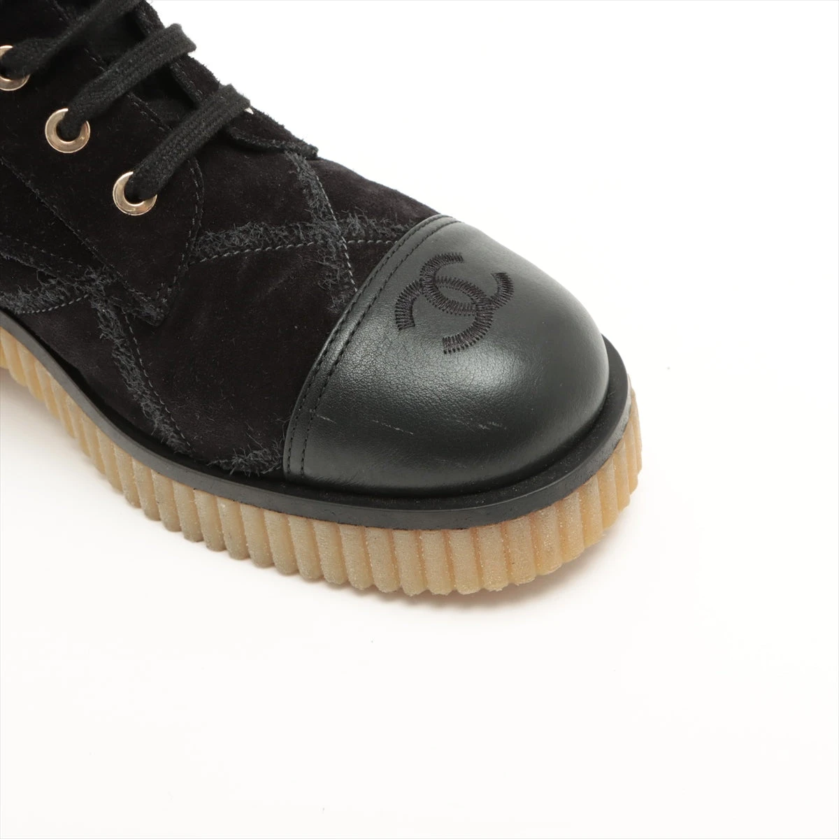 シャネル ココマーク 20B レザー×スエード ショートブーツ 37C