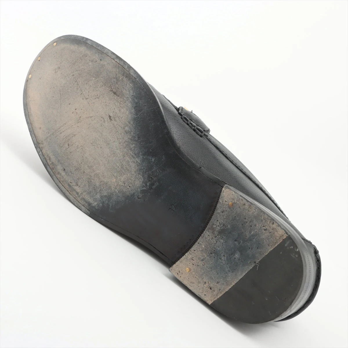 グッチ レザー ローファー 37 レディース ブラック 700036 メタル