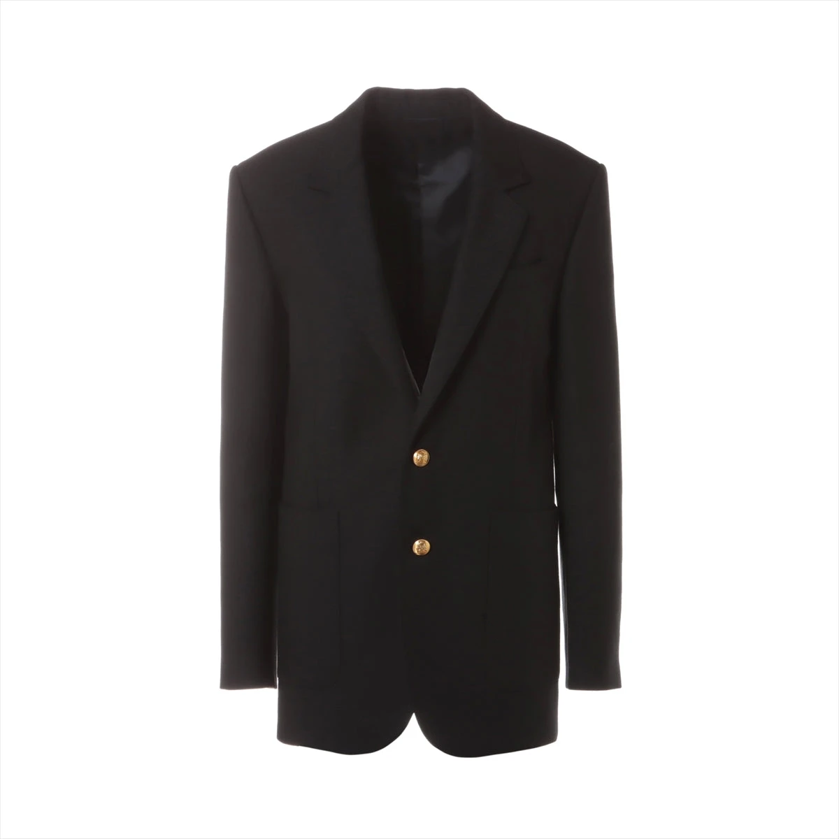 CELINE ウール ダブルブレスト テーラードジャケット ブレザー 黒 40 矢田亜希子さん愛用【CELINE】ダブルブレスト ロングブレザー