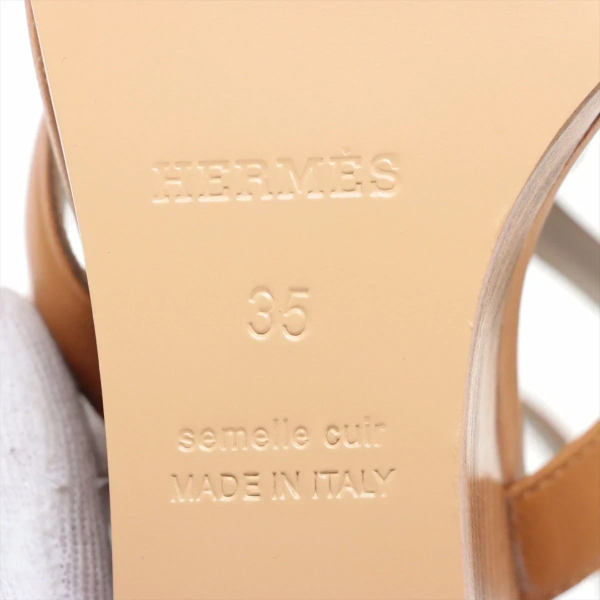 HERMES ウェッジヒールサンダル35 エルメス レザー ウェッジソールサンダル 35 レディース