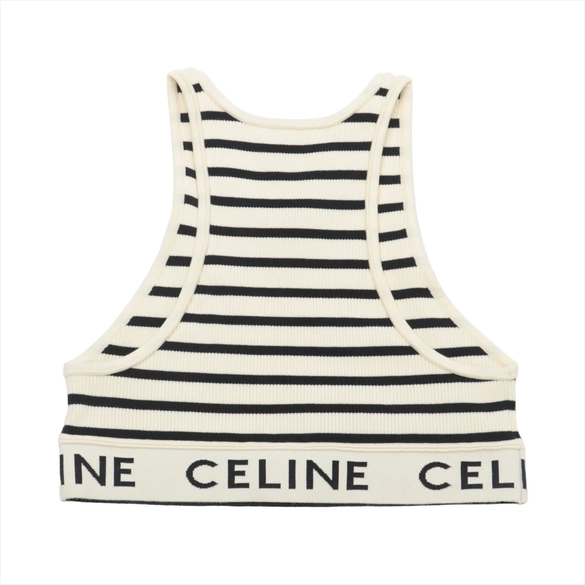 CELINE◆ロゴスポーツブラ ボーダー タンク/キャミソール・タンクトップ/L/コットン/CRM/2A22 CELINE(セリーヌ) / ロゴスポーツブラ ボーダー タンク
