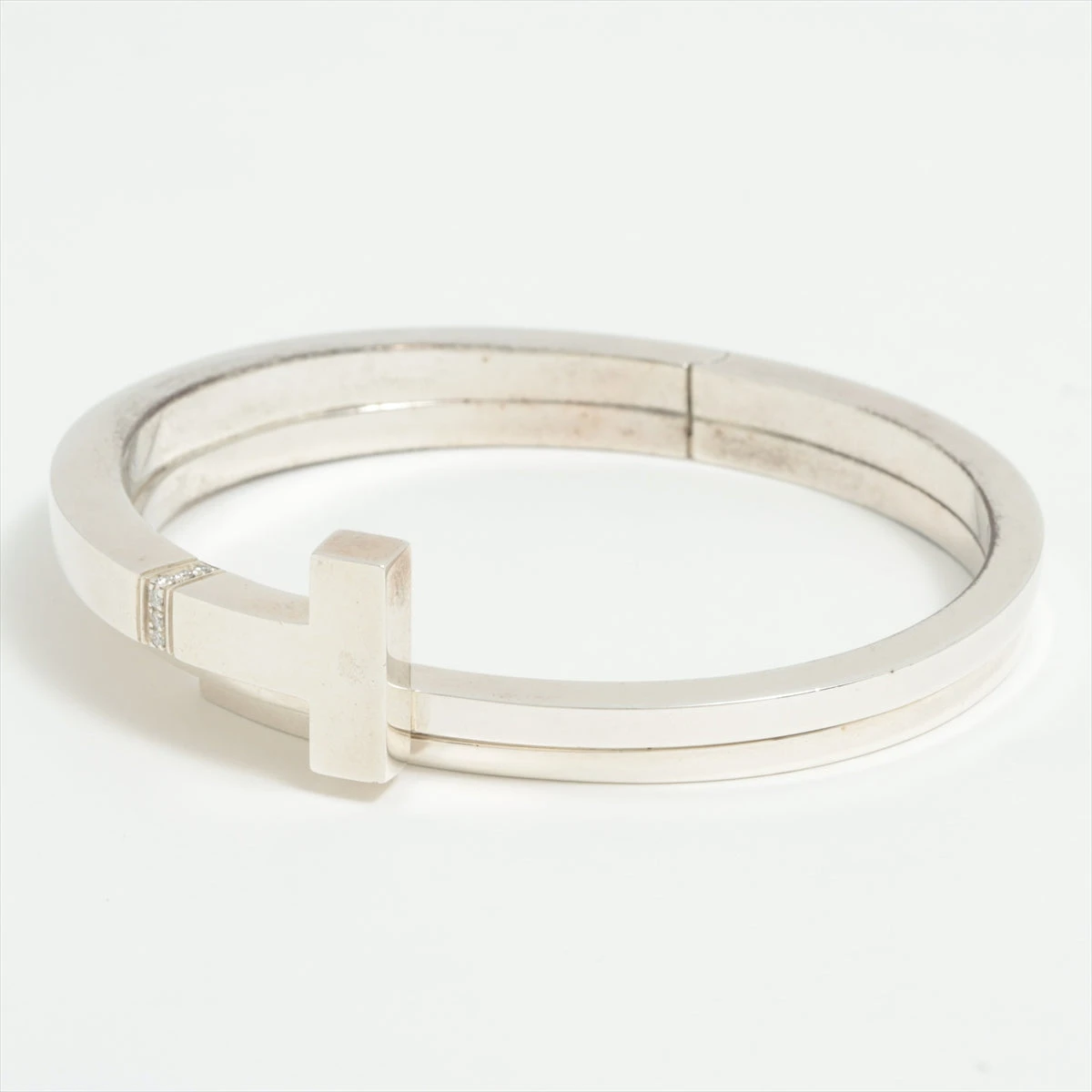 ティファニー ブレスレット ダイヤ Tスクエアラップ バングル シルバー