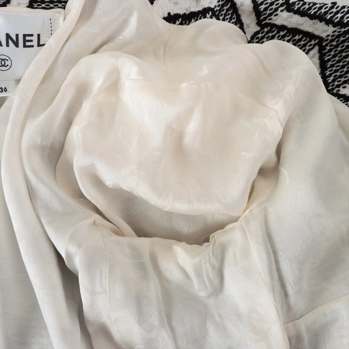 シャネル ココマーク 16SS コットン×シルク ノーカラージャケット 36  