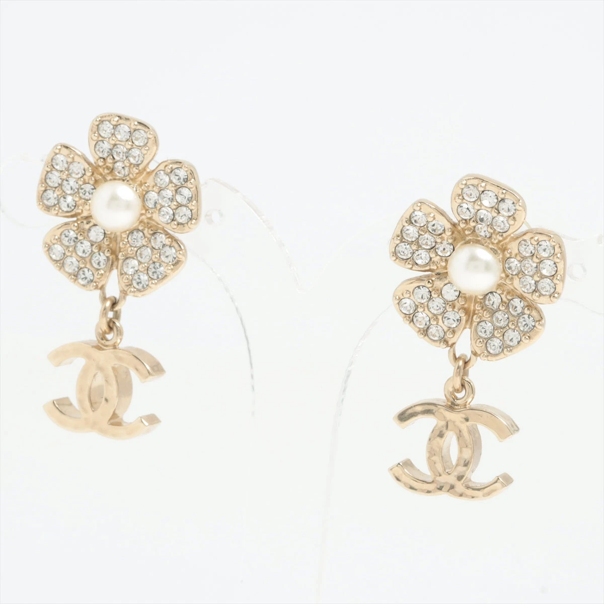 シャネル ココマーク B23S ピアス(両耳用) GP×ラインストーン×フェイク  